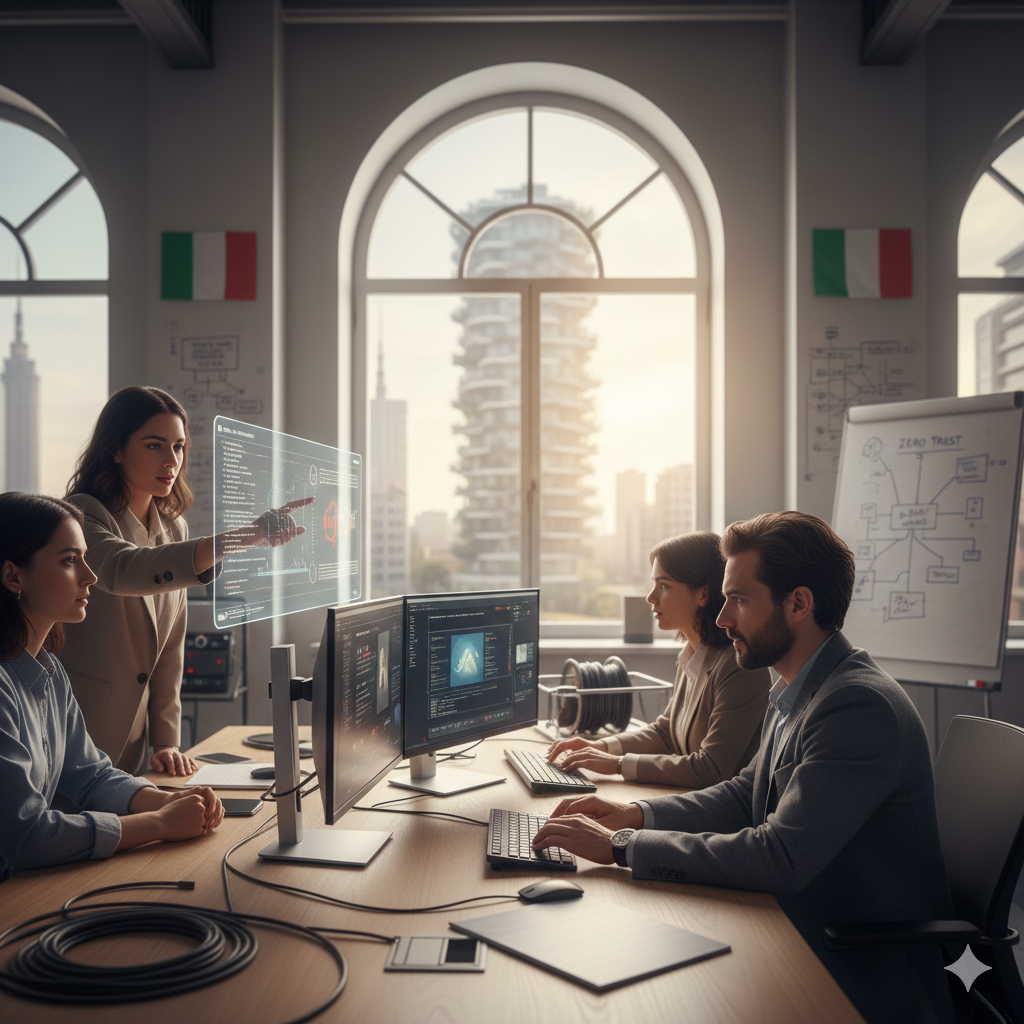 Team di sviluppatori in ufficio moderno che collaborano